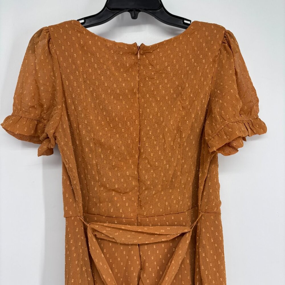 NY Collection Women Short Sleeve Belted Swiss Dot Dress Meerkat Rectangle PM NWT - Picture 5 of 8